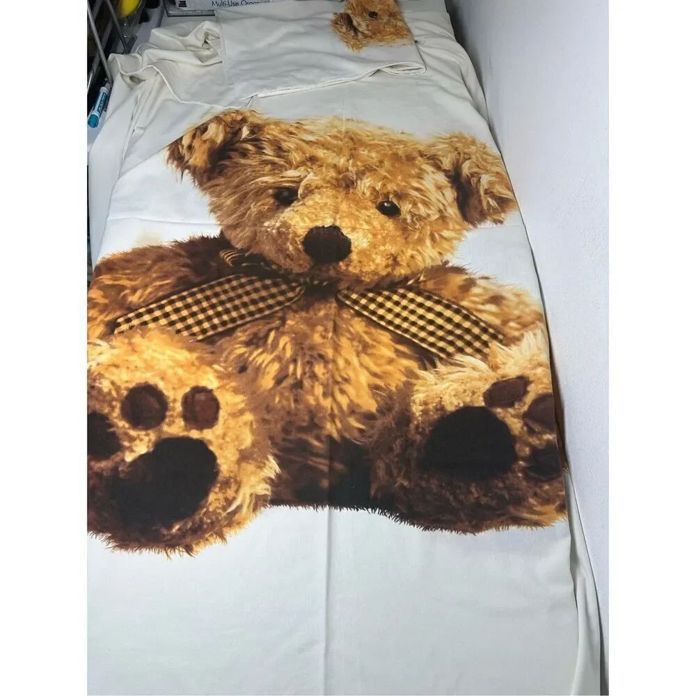 Vintage Rare Set  Duvet/Pillowcase Teddy Bear Print Cotton Made in Germany *Note